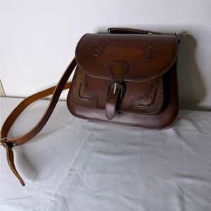Vintage Leather Classic Brown Leather Saddle Bag Crossbody